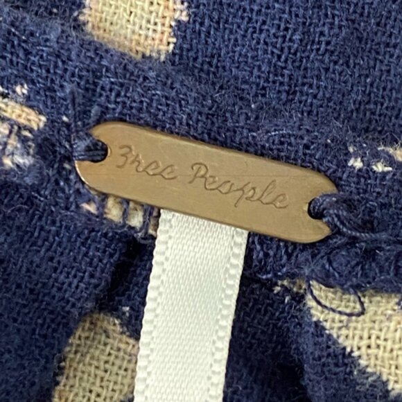 Free People Navy Blue and Cream Babydoll Top Dress With Tie Straps Size M - Picture 12 of 14